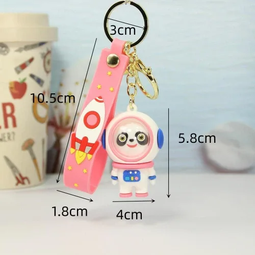 Vista 2 de FANBODTA Lindos accesorios Kawaii de dibujos animados astronauta panda llavero adorable llavero llavero llavero bolso colgante de coche