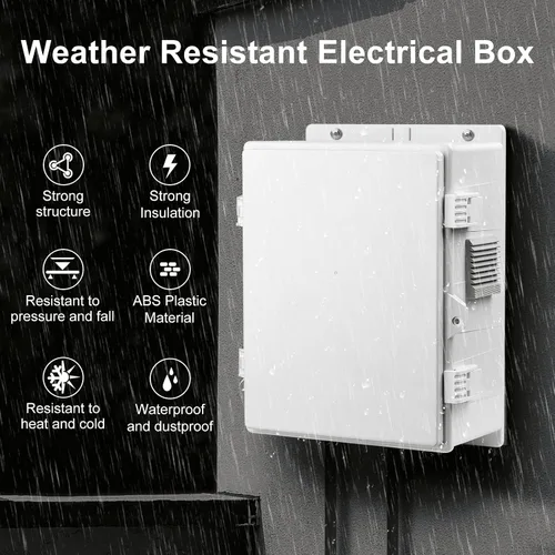 Vista 2 de Namunanee - Caja de conexiones eléctricas para exterior, recinto resistente al agua de ABS con panel de montaje interno y tapa con bisagras, 9.2" H