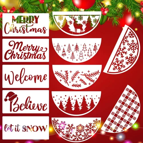 Vista 10 de Plantillas de Navidad para pintar sobre madera de 12" Plantilla de Feliz Navidad Plantillas de vacaciones Plantillas de dibujo para colgar