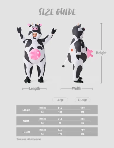 Vista 5 de Spooktacular Creations Inflatable Cow Costume, Blow up Cow Costume for Adults, Cow Inflatable Suit for Halloween Parties