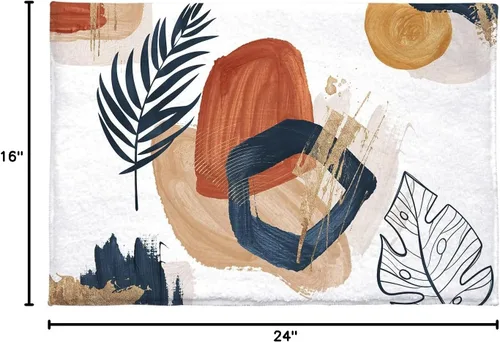 Vista 2 de Alfombra de baño abstracta de mediados de siglo, alfombra de área moderna estética terracota, absorbente, antideslizante, alfombra de baño bohemia