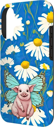 Vista 2 de Adorable Pig Piglet with Butterfly Wings Daisy Flower Sweet Case for iPhone 17