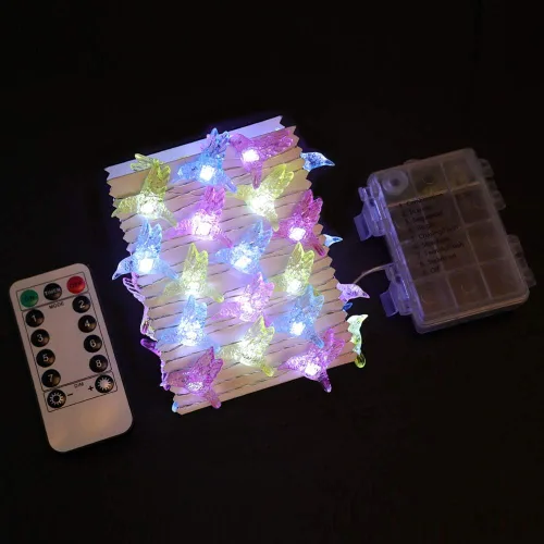 Vista 2 de WSgift Guirnalda de luces decorativas de colibrí, 13.85 pies, 40 luces LED blancas frías resistentes a la intemperie, funciona con pilas, 8 modos