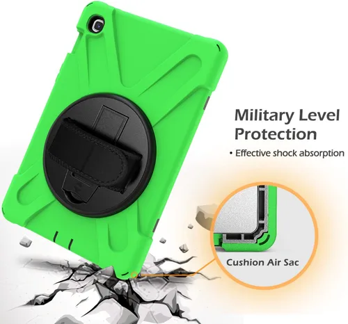 Vista 3 de IVY Funda con función atril de 360 grados compatible con Samsung Galaxy Tab A 9.7 2015 (SM-T550) con correa para la muñeca y correa para el hombro