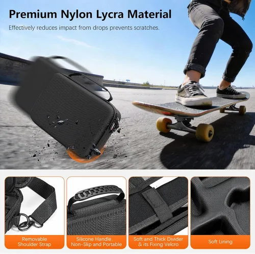 Vista 6 de AMAZEAR Funda de transporte para DJI Osmo Action 5 Pro, accesorios DJI Action5 Pro, protector compacto y rígido, bolsa de transporte portátil