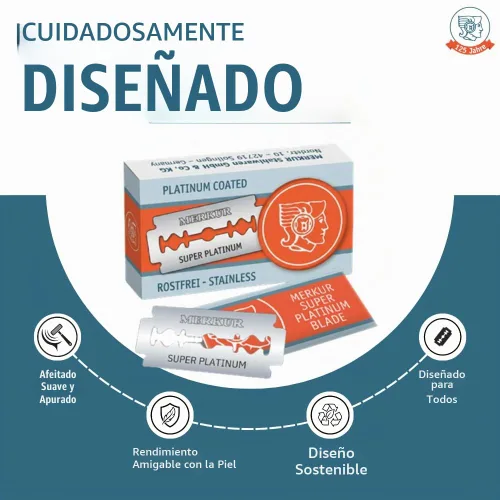 Vista 10 de MERKUR Juego de maquinilla de afeitar de seguridad clásica resistente de mango corto 34C con 10 cuchillas en una caja Cromo