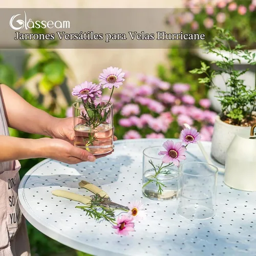 Vista 4 de Glasseam Jarrones Cilíndricos para Centros de Mesa, Juego de 6 Jarrones de Vidrio Transparente para Flores, Jarrón Moderno Pequeño para Velas
