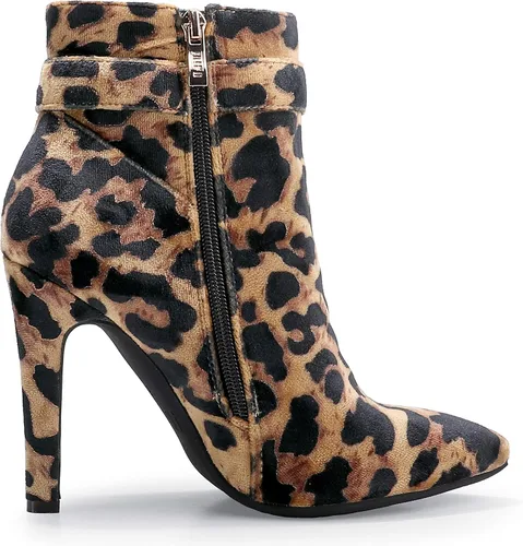 Vista 5 de IDIFU DANA - Botines de tacón alto de aguja para mujer con cremallera lateral con hebilla de metal