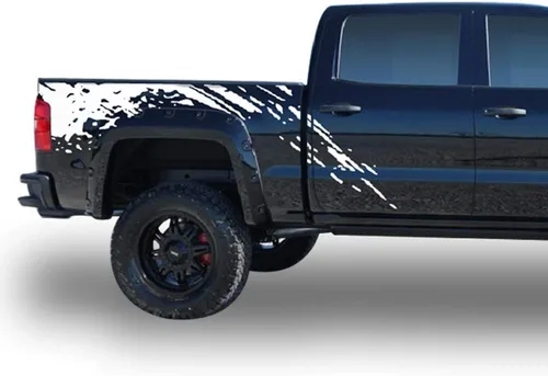 Vista 7 de Adhesivo adhesivo gráfico para cama Splash Mud Kit compatible con GMC Sierra 2014-Presente (negro)