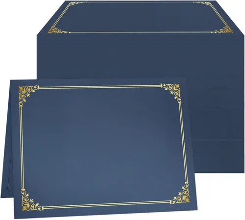 Vista 8 de Portacertificados SUNEE (Azul Marino, 30 paquetes), cubiertas de diploma con borde de papel dorado, para certificados de tamaño carta 8.5x11