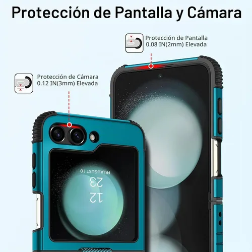 Vista 5 de BENTOBEN Funda para Samsung Galaxy Z Flip 5, Z Flip 5 5G, resistente 2 en 1, cuerpo completo, resistente, a prueba de golpes, con anillo
