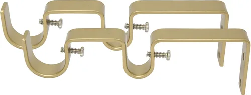 Vista 4 de Soporte doble para barra de cortina, diseñado para barra delantera de 1 pulgada y barra trasera de 5/8 pulgadas, negro, juego de 2