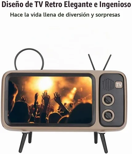 Vista 5 de Ciglow Altavoz Bluetooth, altavoz Bluetooth estéreo retro HD portátil para TV para teléfono móvil de 6 pulgadas (gris)