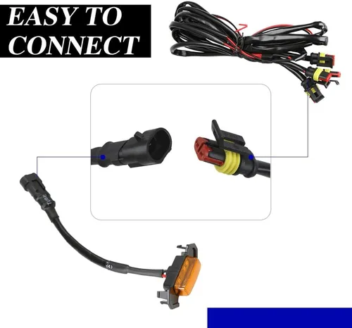 Vista 5 de 4 luces LED para parrilla, luces LED ámbar brillante para parrilla con arnés de cableado, lámparas de rejilla frontal impermeables, lámparas