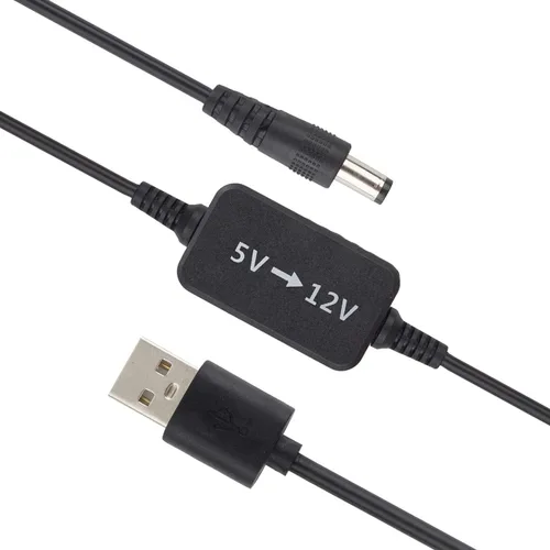 Vista 6 de Cable de alimentación USB de 5 V a CC de 12 V, compatible con Amazon Echo Spot y Echo Dot de 3ª generación, convertidor elevador de voltaje, Negro