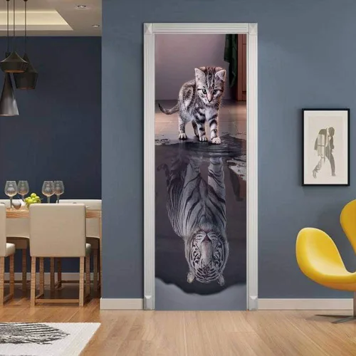 Vista 47 de Calcomanías 3D para puerta, murales para despegar y pegar, papel tapiz de caballo, calcomanías autoadhesivas extraíbles de PVC, impermeable, póster