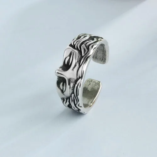 Vista 4 de OIDIMS Anillo vintage de Venus de media cara para mujeres y hombres, ajustable, personalizado, abierto, nudillos, banda para el dedo, joyería única