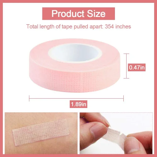 Vista 2 de EBANKU 5 rollos de cinta de extensiones de pestañas, cinta de ojos para extensiones de pestañas, cinta de tela de microporos transpirable