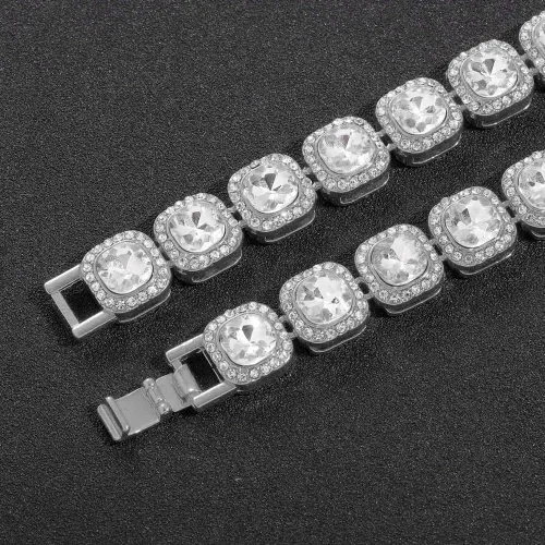 Vista 5 de DIDISEE Cadena de eslabones cubanos de oro y plata para mujer, collares de tenis con forma de corazón, cadena de diamantes, collar en capas, collar