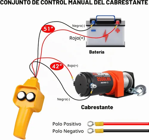 Vista 5 de ZESUPER - Kit de cabestrante eléctrico con control remoto de mano, 2500 libras, 12 V CC, cable de acero, impermeable; para cuatriciclos, vehículos