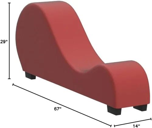 Vista 2 de US Pride Furniture NN Modern - Tumbona curvada de piel sintética elástica para sala de estar, regular, color rojo escarlata profundo