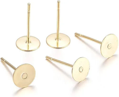 Vista 20 de Craftdady Juego de 60 aretes de acero inoxidable de 0.197 in, dorados, plateados, dorados, plateados, aretes en blanco, kit de fabricación