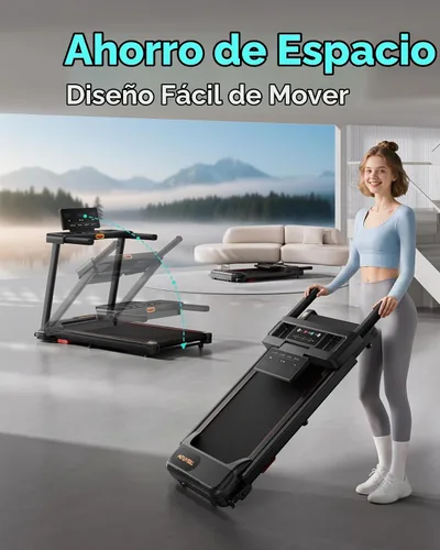 Vista 6 de TREAFLOW Cinta de correr para el hogar con inclinación, caminadora con barra de mango Negro