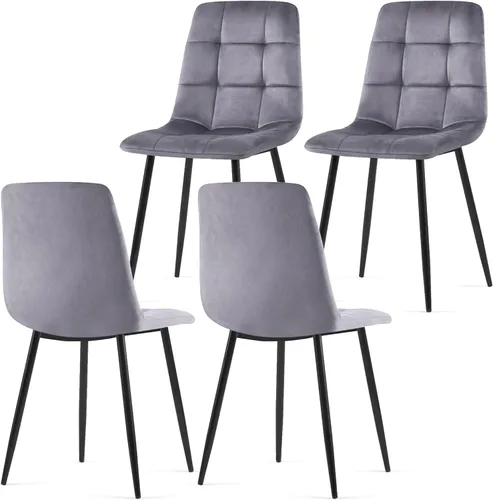 Vista 16 de NORDICANA Juego de 2 sillas de comedor, sillas de cocina tapizadas, sillas laterales de terciopelo negro con cómodos cojines y patas de metal