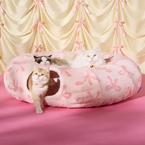 Vista 6 de Lesure Donut - Linda cama de túnel para gatos jacquard, grande, juguetes Arco Rosa Taffy