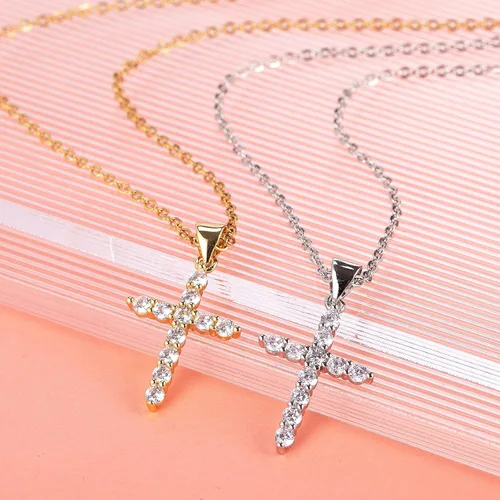 Vista 6 de Nljihkure Collar de cruz chapado en oro de 14 quilates para mujer, gargantilla de cruz pequeña, regalo para niños y niñas, collar de joyería
