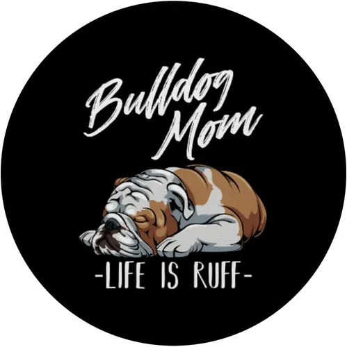 Vista 3 de Regalo de Bulldog Inglés divertido Bulldog Ropa Bulldog Mamá Life Is Ruff PopSockets Agarre y soporte para teléfonos y tabletas, Negro