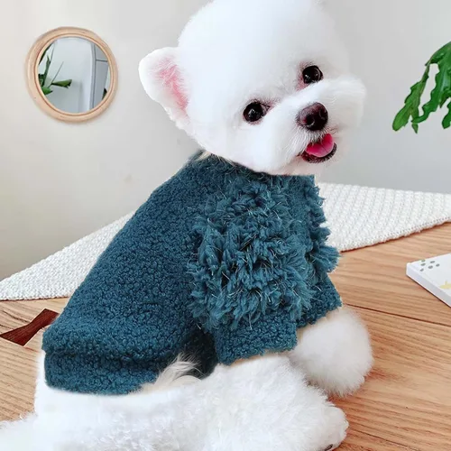 Vista 2 de Suéteres pequeños para perros, ropa para perro, suéter para cachorros, suéter para chihuahua, perro salchicha, Yorkie, suave, grueso, cálido, suéter