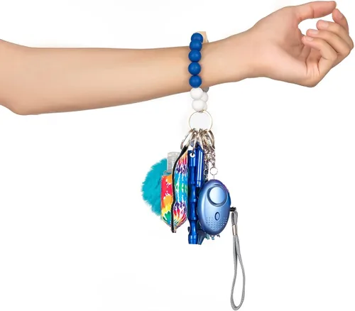 Vista 3 de Juego de llaveros para mujer, llavero de cuentas, pulsera, juego completo de llaveros, accesorios de bálsamo labial, llavero sin contacto
