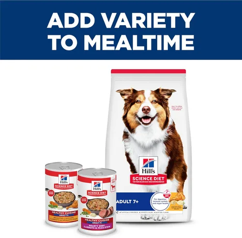 Vista 8 de Hill's Science Diet Adult 7+ Healthy Cuisine - Alimento húmedo para perros, carne abundante, guiso de zanahorias y guisantes, latas de 12.5 onzas