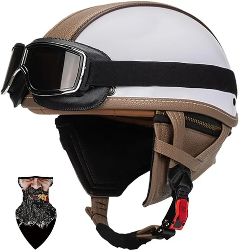 Vista 12 de Casco Moto Retro ABS Ligero 22.93 oz DOT Homologado - Medio Casco Jet para Hombre y Mujer con Doble Ventilación, Forro Desmontable y Hebilla Rápida