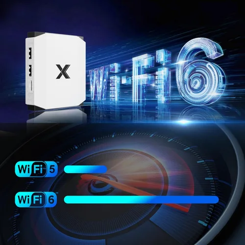 Vista 5 de Android TV Box 4GB RAM 32GB ROM, 4K Ultra HD HDR Quad Core Set Top Box, Dual Band 2.4G 5G WiFi Bluetooth 5.0, Plug & Play Smart TV Box para TV