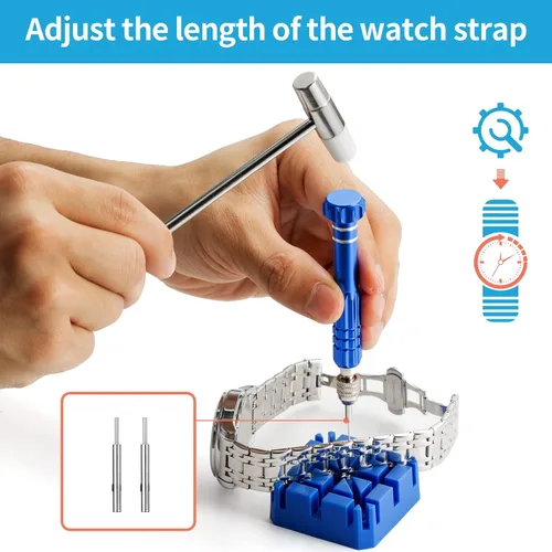 Vista 2 de Eventronic Kit de reparación de relojes, kit de herramientas de repuesto de batería de reloj, herramienta de extracción de eslabones de reloj