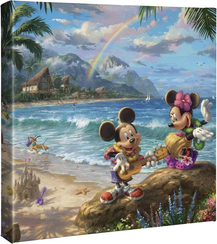 Vista 10 de Thomas Kinkade Studios Disney's Mickey and Minnie in Hawaii - Lienzo con envoltura de galería (8 x 10 pulgadas)