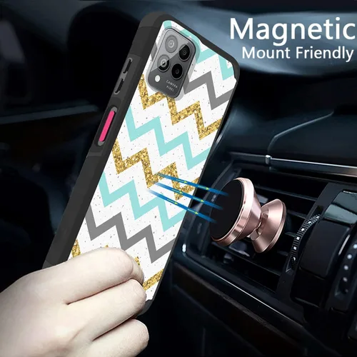 Vista 3 de TJS Compatible con T-Mobile Revvl 6X Pro 5G y Revvl 6 Pro 5G - Funda resistente de doble capa a prueba de golpes (compatible con montaje magnético)