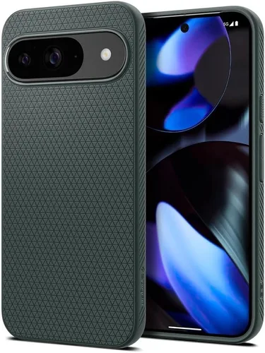 Vista 13 de Spigen Funda para Pixel 8, Liquid Air (2023) [Sin Anillo Magnético] [Protección de Grado Militar] - Abyss Green