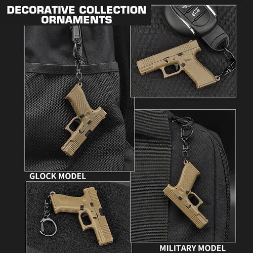Vista 5 de Pistol shape keychain charm Realistic Model for Gift Bag Pendant Ornament