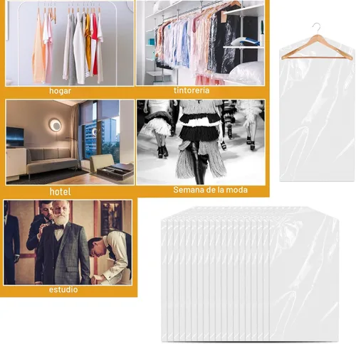 Vista 7 de 20 paquetes de bolsas de ropa para colgar ropa Bolsas de ropa de plástico Bolsas transparentes para ropa Bolsas para tintorería Bolsas de ropa