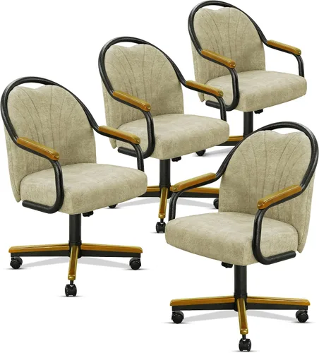 Vista 29 de Chromcraft Juego de 1 silla, silla con ruedas dobles suaves para cocina