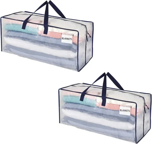 Vista 30 de VENO Paquete de 2 bolsas de mudanza, correas de mochila, mudanza, cajas de almacenamiento universitario, con tapas, resistentes, extragrandes, asas