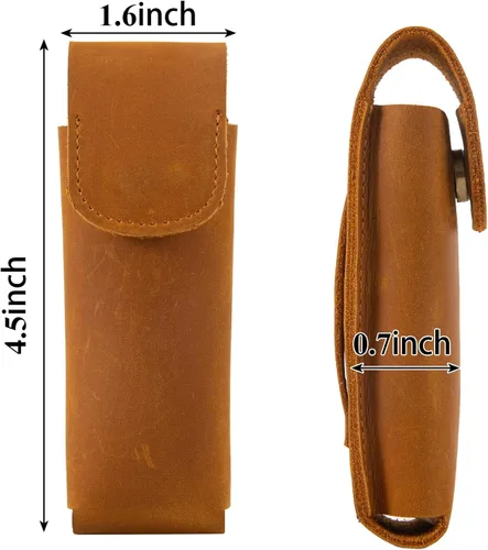 Vista 2 de Funda multiherramienta para hombres, bolsa multiherramienta de cuero, organizador de bolsa EDC para cinturón, funda multiherramienta con cierre