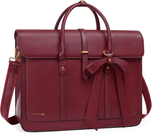Vista 12 de MOSISO Bolsa para computadora portátil para mujer, de piel sintética, mochila convertible, bolsa de viaje para computadora con lazo