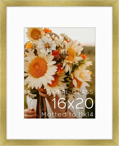 Vista 72 de Golden State Art, Portarretratos de 8 x 10 pulgadas con paspartú para fotos de 5 x 7 pulgadas - Vidrio de alta definición para montaje en pared o 1
