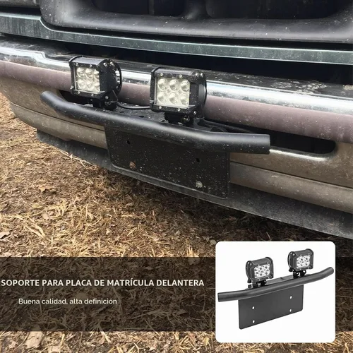 Vista 5 de DaSen Parachoques delantero de 6x12 pulgadas soporte de montaje universal para portaplacas compatible con cápsulas de luz LED todoterreno compatible