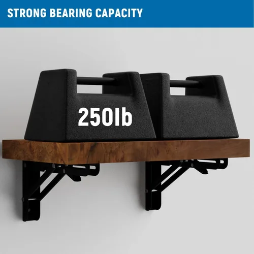 Vista 6 de LEOPO Soportes de estante plegables de 8 pulgadas - 2 paquetes Soportes plegables resistentes triangulares montados en la pared para mesa plegable