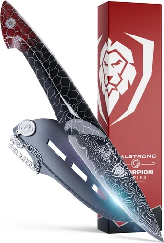 Vista 9 de Dalstrong Juego de 2 Cuchillos - Cuchillo de Chef 8"+Cuchillo de Pelar 4"-Serie Scorpion Hellfire-Acero Ultra™V12 Japonés-Damasco Negro-Mango